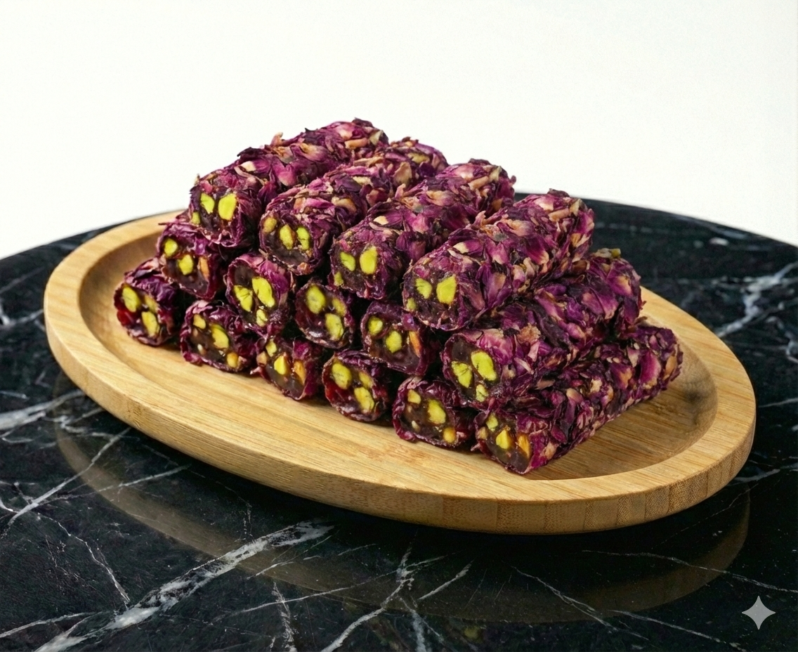 Gemini_Generated_Image_whg8txwhg8txwhg8 Gül Yapraklı Narlı Fıstıklı Parmak Fitil - Görsel 1